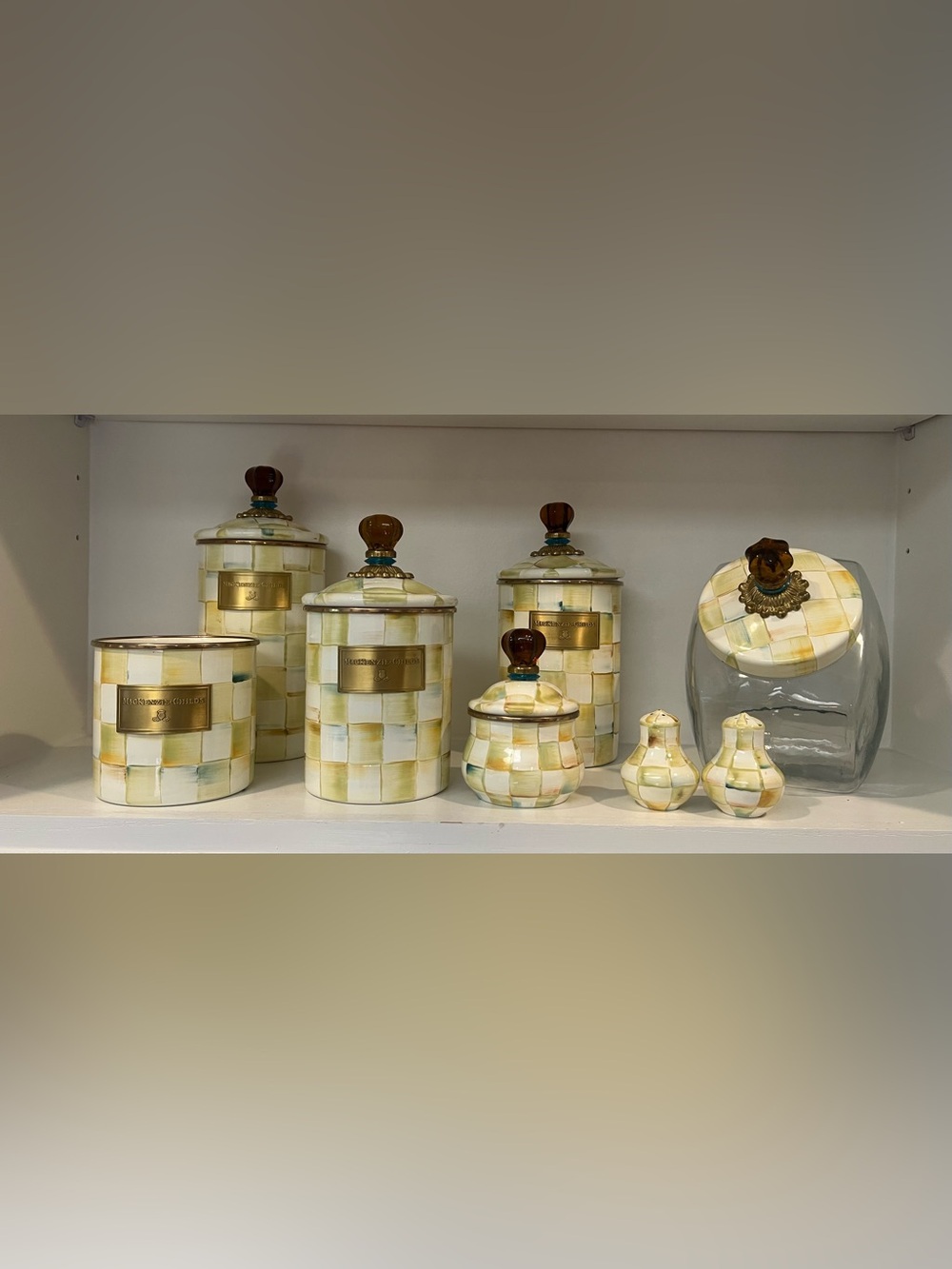 MacKenzie-Childs Parchment Check Retired 9pc Set